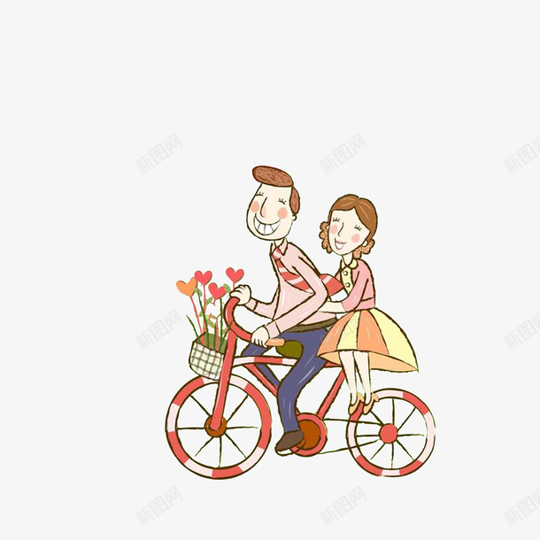 情侣骑单车插画png免抠素材_88icon https://88icon.com 卡通插画 开心的情侣 情侣骑单车 爱心花束
