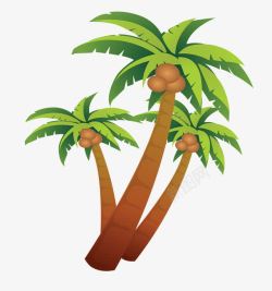 棕色卡通椰子树装饰图案素材