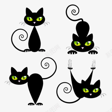 猫黑色卡通手绘猫图标图标