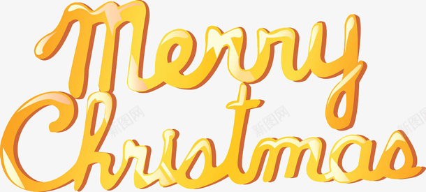 手绘金色圣诞节装饰图png免抠素材_88icon https://88icon.com 卡通 圣诞节 艺术字 英文字 装饰 黄色的