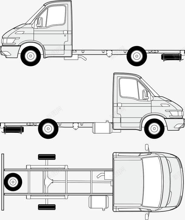 货车三视图png免抠素材_88icon https://88icon.com eps源文件 三视图 货车 车俯视