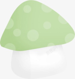 手绘绿色卡通蘑菇素材