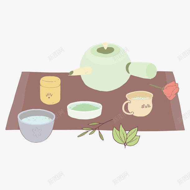 手绘茶具矢量图ai免抠素材_88icon https://88icon.com 卡通茶具 矢量茶具 茶具 矢量图