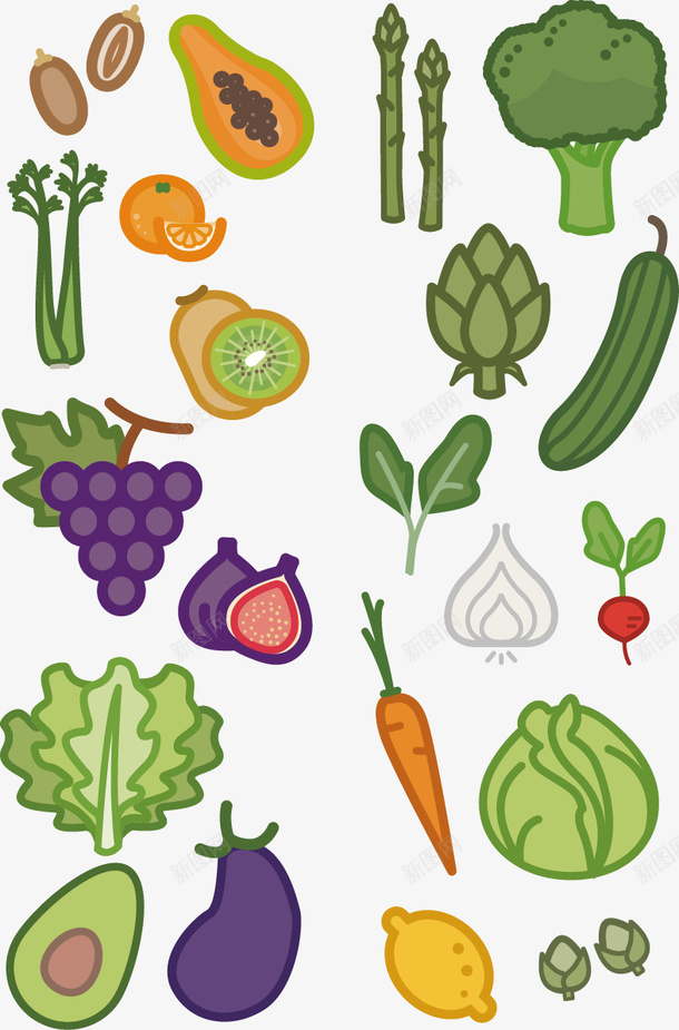 水果蔬菜卡通矢量图eps免抠素材_88icon https://88icon.com 卡通矢量图 水果 蔬菜 矢量图