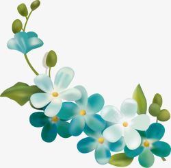 手绘蓝色花朵花瓣素材