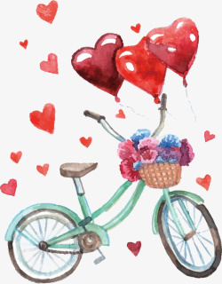 婚礼气球自行车卡通海报促销矢量图素材