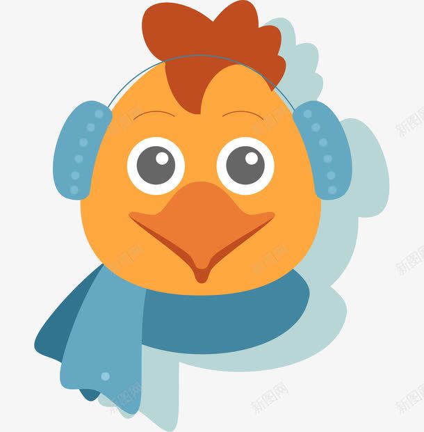可爱的小鸡png免抠素材_88icon https://88icon.com 卡通小鸡 可爱小鸡 小鸡 蓝色围巾 蓝色耳机 飞禽 黄色小鸡