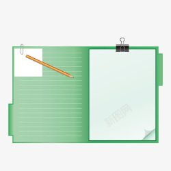 绿色档案夹记录本记录纸素材