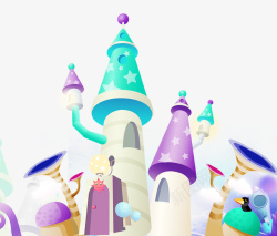 可爱卡通六一儿童节城堡素材