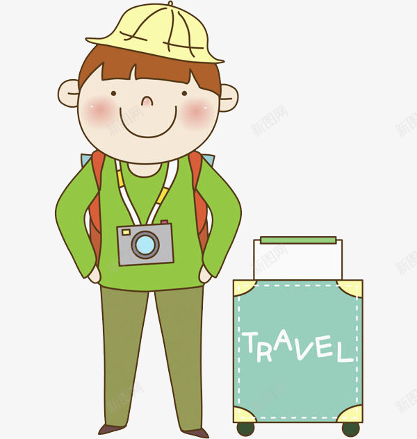 手绘旅行的男孩图png免抠素材_88icon https://88icon.com 小男孩 帅气的 微笑的 旅行 旅行箱 照相机