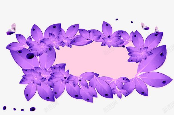 紫色清新花圈边框纹理png免抠素材_88icon https://88icon.com 免抠PNG 清新 紫色 花圈 边框纹理