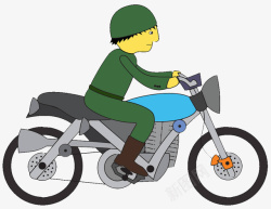 手绘可爱卡通人物插图骑摩托车的素材