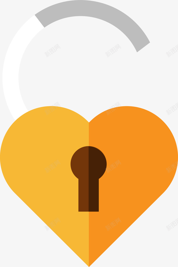 手绘简易心形锁png免抠素材_88icon https://88icon.com 心形 情人节 手绘 锁