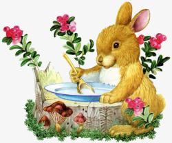 卡通树根小兔喝汤高清图片