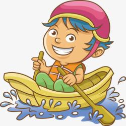 划船的小男生素材