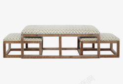 古典实木布艺床尾凳素材