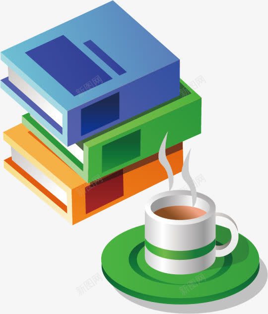 卡通书和咖啡png免抠素材_88icon https://88icon.com 书籍 咖啡 学习