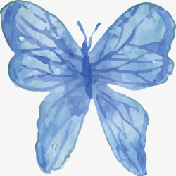 蓝色水彩蝴蝶矢量图素材