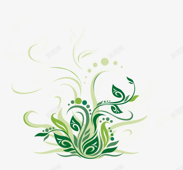 有质感的绿色植物花纹png免抠素材_88icon https://88icon.com 植物 绿色 花纹 设计 质感
