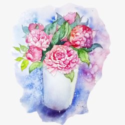水彩画玫瑰花片素材