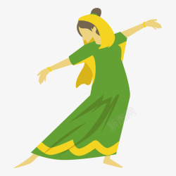 新疆舞舞蹈跳舞剪影矢量图素材