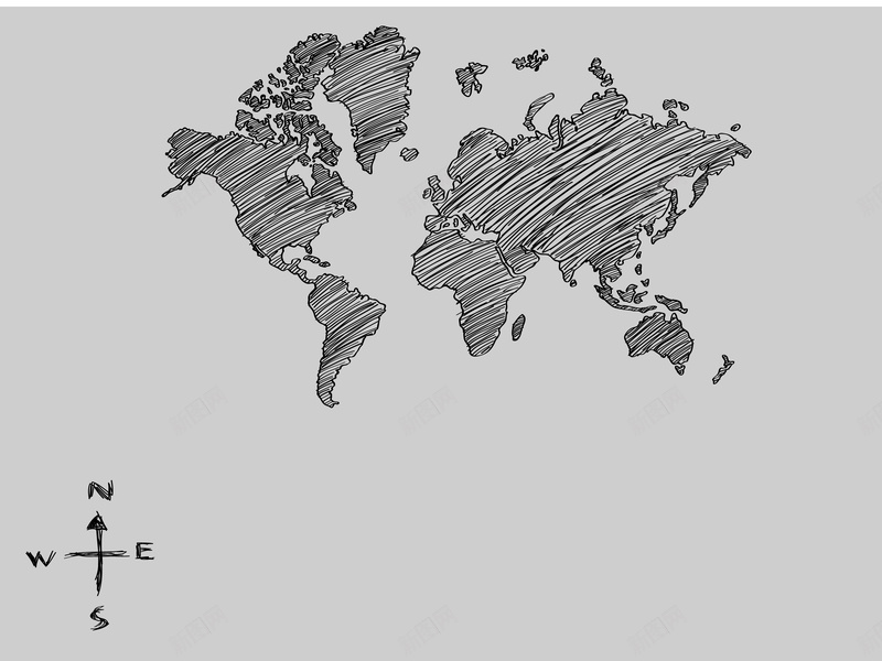 黑白笔触世界地图背景矢量图ai设计背景_88icon https://88icon.com 世界地图 海报 背景 黑白笔触 矢量图