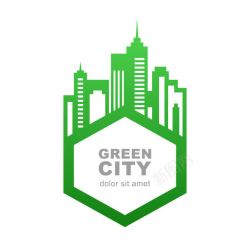 绿色环保房屋剪影标素材