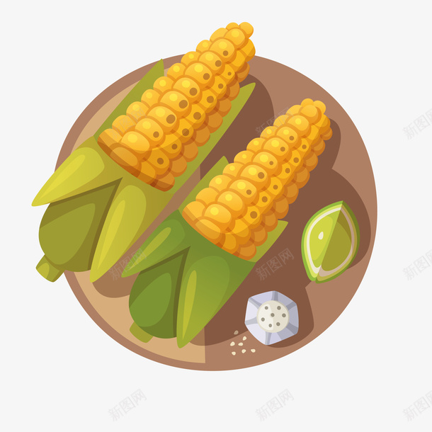 卡通玉米素食矢量图ai免抠素材_88icon https://88icon.com 卡通 玉米 盘子里 素食设计 美食设计 矢量图