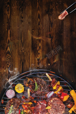夏季BBQ烧烤撸串海报背景