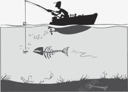 卡通手绘钓鱼渔夫素材