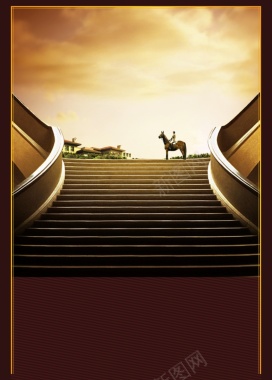 商务褐色楼梯马背景背景