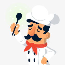 卡通举勺子的男厨师素材