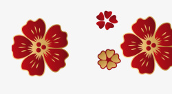 红色背景装饰手绘花朵素材