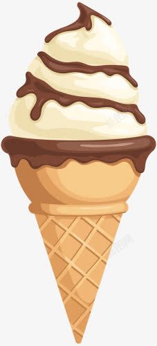 脆皮巧克力奶油甜筒冰淇淋素材