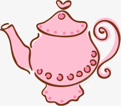 卡通粉色可爱茶具茶壶矢量图素材