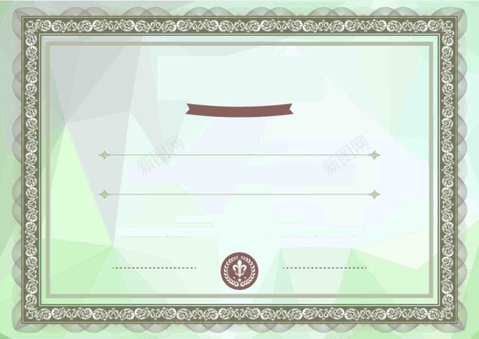 欧式授权书证书底纹绿色古典边框花纹海报矢量图背景