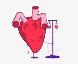 吊瓶手绘生病的心脏高清图片