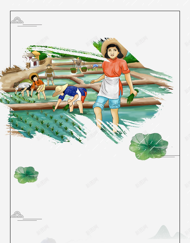 中国风二十四节气谷雨海报psd设计背景_88icon https://88icon.com 24节气歌 乡村 农历谷雨 农耕 春天 春季 牛 耕地 耕田 节气歌 边框