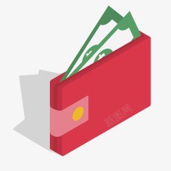 红色扁平化钱包矢量图素材