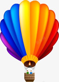 手绘彩色扇贝热气球素材
