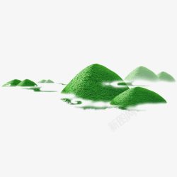 绿色山峰烟雾装饰图案素材