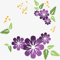 紫色春天花朵边框矢量图素材