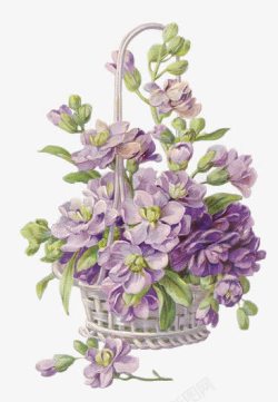 复古花饰紫色花篮素材
