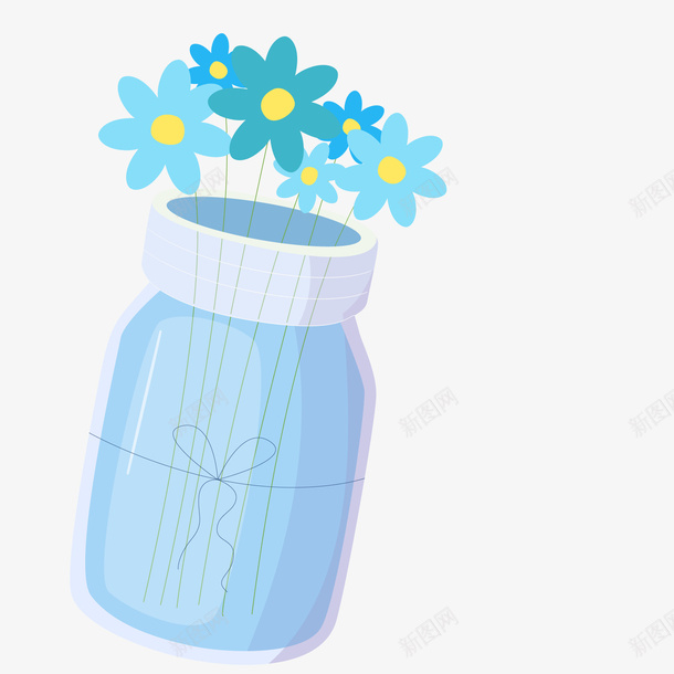 卡通植物装饰花卉矢量图ai免抠素材_88icon https://88icon.com 卡通 植物 花卉 花朵 花瓶 蓝色 装饰 矢量图