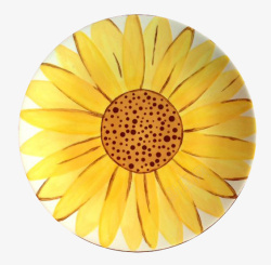 花朵瓷盘向日葵插画瓷盘高清图片