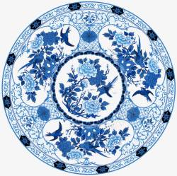圆形青花瓷花纹素材