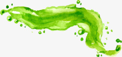 手绘绿色水彩液体矢量图素材