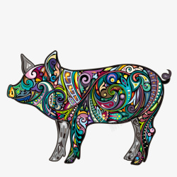 花纹图案的猪简图素材