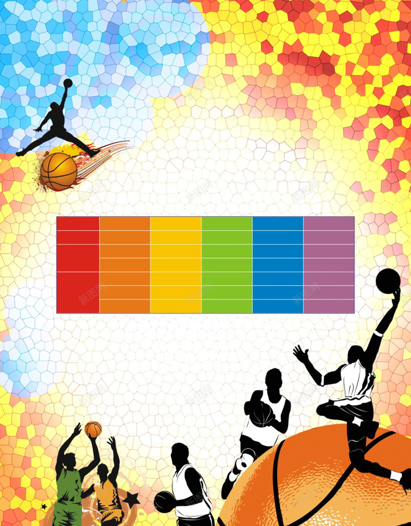 篮球五彩格海报背景cdr设计背景_88icon https://88icon.com 五彩格 底纹 彩色 方格 海报 球 篮球 背景