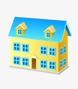 蓝色房子建筑素材